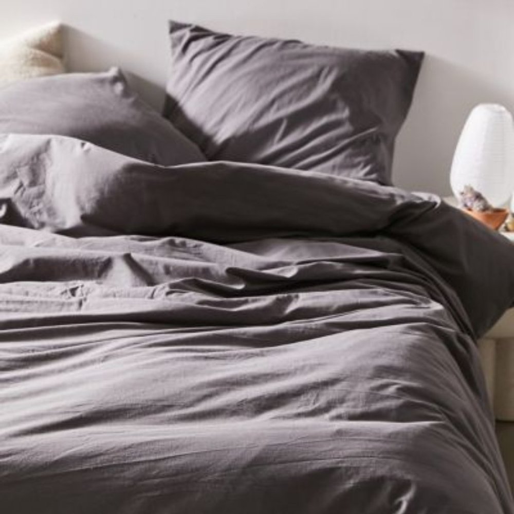 Urban Outfitters Amelia Cotton Duvet Cover (& 2 shams) - Dark Gray - Full/Queen